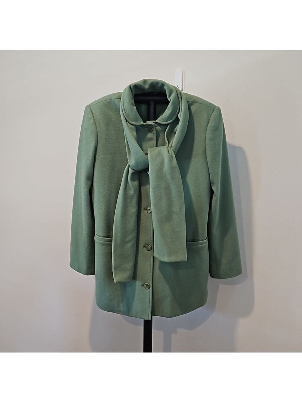 HARVE BENARD VINTAGE WOMEN'S SAGE WOOL NYLON RECYCLED CASHMERE BLEND COAT SIZE 8